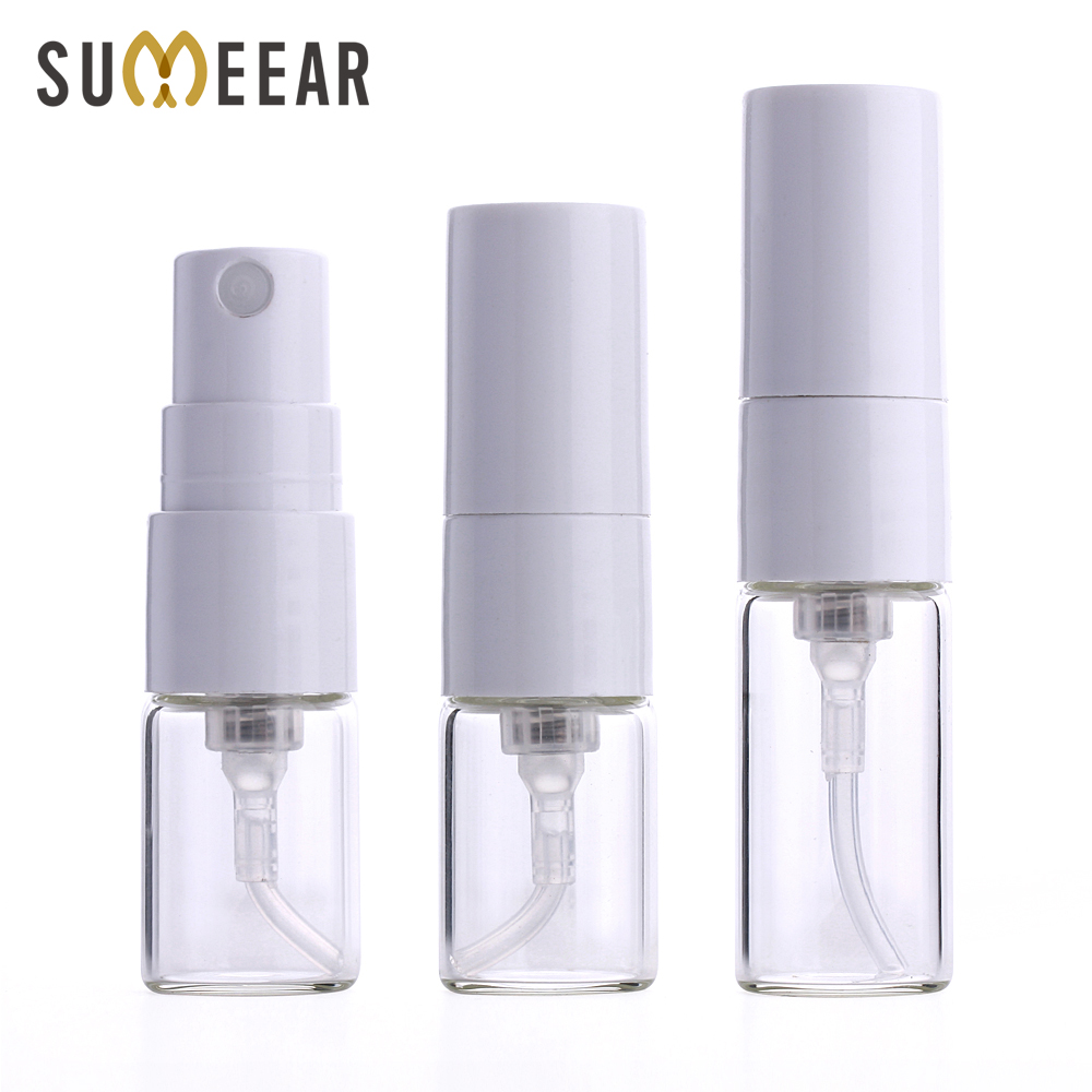 Perfume Fragrance Booster - 100 ชิ้น/ล็อต 1ml 2ml มินิขวดน้ําหอมสีขาวสเปรย์เติมขวดคอนเทนเนอร์เครื่องสําอางน้ําหอมแบบพกพา Atomizer